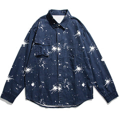 Splash Ink Print Long-sleeved Shirt