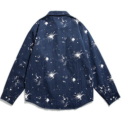 Splash Ink Print Long-sleeved Shirt