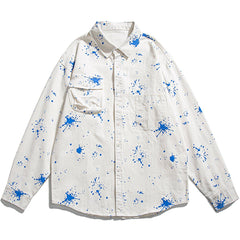 Splash Ink Print Long-sleeved Shirt