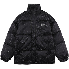 Pufferjacke mit Tintenspritzer-Print