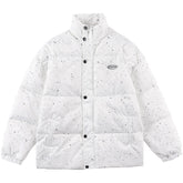 Pufferjacke mit Tintenspritzer-Print