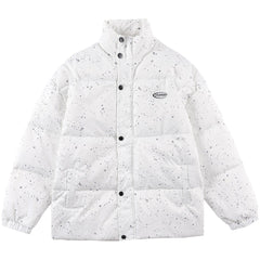 Pufferjacke mit Tintenspritzer-Print