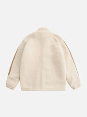 Sherpa-Wintermantel mit Stehkragen und PU-Einsatz