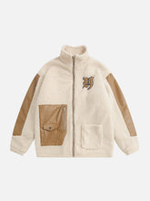 Sherpa-Wintermantel mit Stehkragen und PU-Einsatz