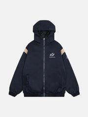 Wintermantel mit Farbblockierung und Sternen