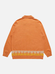 Cardigan brodé à blocs de couleurs étoiles