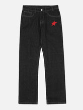 Star Embroidery Letters Jeans