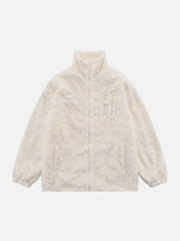 Plüsch-Wintermantel mit Stern-Stickerei