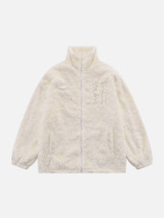 Plüsch-Wintermantel mit Stern-Stickerei