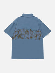 Star Graphic Patchwork Short Sleeve Shirt