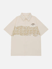 Star Graphic Patchwork Short Sleeve Shirt