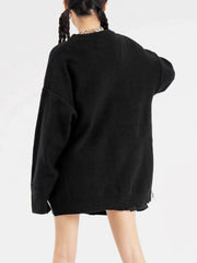 Strickpullover mit Fransen und Stern-Jacquardmuster