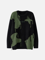 Strickpullover mit Fransen und Stern-Jacquardmuster