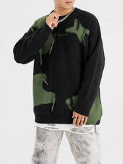 Strickpullover mit Fransen und Stern-Jacquardmuster