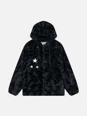 Sherpa-Mantel mit Kordelzug und Sternen-Patch