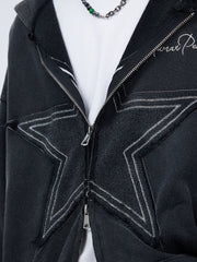 Star Washed Zip-up Hoodie