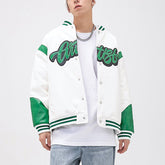 PU-Wintermantel mit Buchstabenmuster und Stickereien