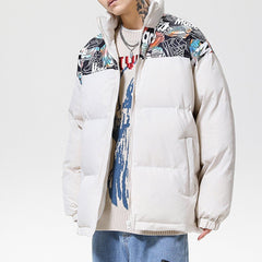 Wintermantel mit genähtem Schuhprint