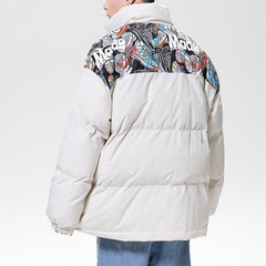 Wintermantel mit genähtem Schuhprint