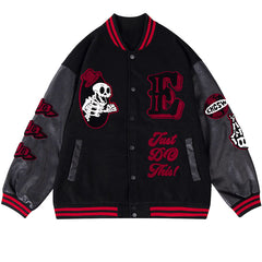 Veste de baseball streetwear skateboard squelette
