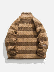 Stripe Flocked Letters Sherpa Coat