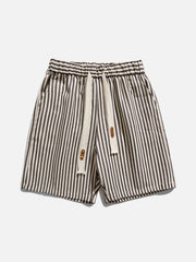 Striped Print Loose Drawstring Shorts