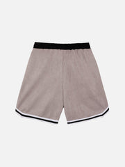 Suede "NFIV" Letters Print Shorts