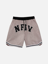 Short en daim imprimé lettres « NFIV »