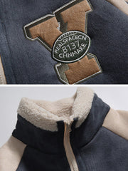 Suede Stand Collar Lambswool Liner Winter Coat
