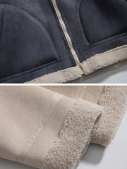 Suede Stand Collar Lambswool Liner Winter Coat