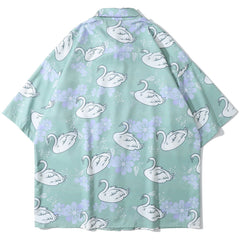 Swan Full Print Short-sleeved Shirt