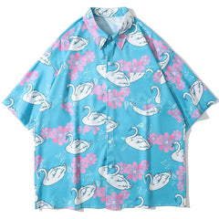Swan Full Print Short-sleeved Shirt