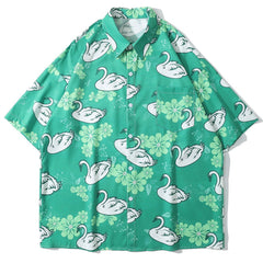 Swan Full Print Short-sleeved Shirt