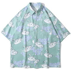 Swan Full Print Short-sleeved Shirt