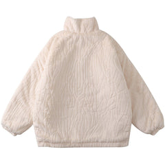 Texture Printing Solid Color Plush Winter Coat