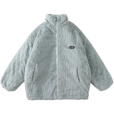 Texture Printing Solid Color Plush Winter Coat