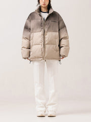 Tie-Dye Gradient Print Winter Coat