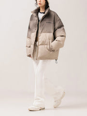 Tie-Dye Gradient Print Winter Coat