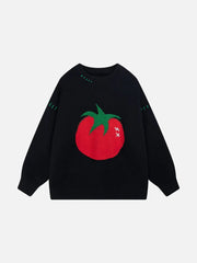 Tomaten-Jacquard-Pullover