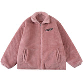 Wendbarer Sherpa-Wintermantel mit Handtuchstickerei