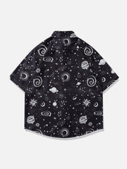 Universe Galaxy Print Short Sleeve Shirts