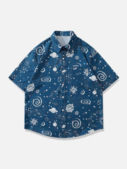 Universe Galaxy Print Short Sleeve Shirts