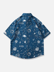 Universe Galaxy Print Short Sleeve Shirts