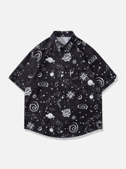 Universe Galaxy Print Short Sleeve Shirts