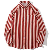 Vertical Stripes Color Block Long-sleeved Shirt
