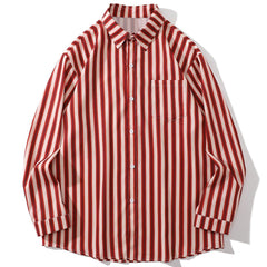 Vertical Stripes Color Block Long-sleeved Shirt