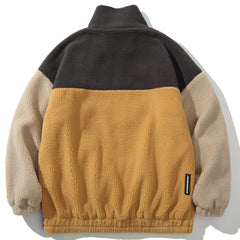 Vintage Contrast Stitching Sherpa Coat