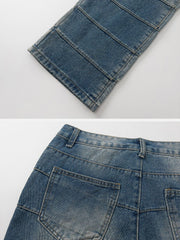 Vintage Distressed Wash Patchwork Jeans