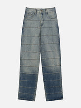 Vintage Distressed Wash Patchwork Jeans
