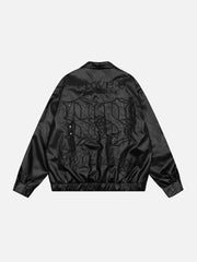 Veste vintage en PU brodée et cloutée